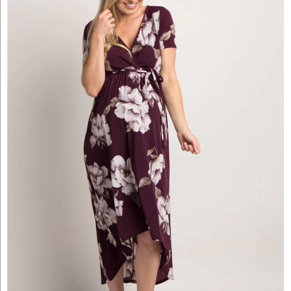 Pinkblush Plum Floral Maternity Dress Small